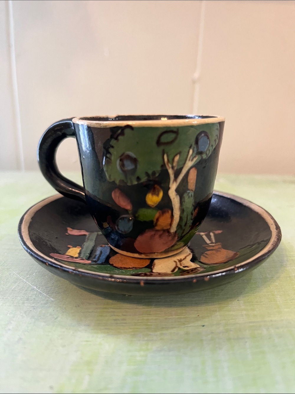 Vintage Tlaquepaque Cup and Saucer pottery from Mexico
